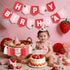 1st DCJHFJ Strawberry High Chair Banner Felt Strawberry Happy Birthday Banner Berry First Birthday Decorations