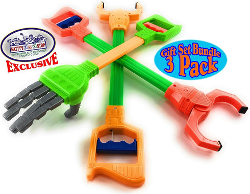 20" Set 3 Pack Matty's Toy Stop Deluxe Galaxy Grabber, Robot Hand & Robot Claw Gift Bundle