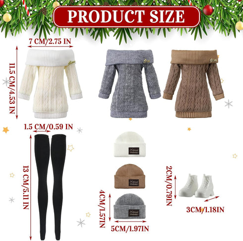 Geyoga 3 Set 12 Pcs Doll Clothes and Accessories for 12 Inch Doll, Summer Casual Wear Outfits (Dolls Not Included)