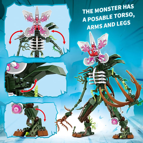 KAZI Piranha Plant Building Toys Set, Orchid Flower Monster Blocks for TV Fans, Halloween Party Favors for Kids and