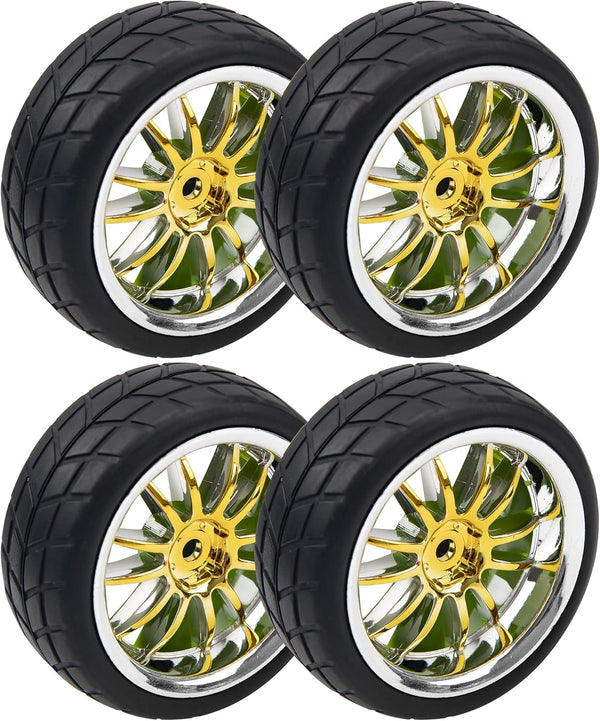 4Pcs 2.59in Rubber Tires & 12mm Hex Plastic Wheel Rims Set 14-Spoke with Foam Compatible with Traxxas Kyosho HPI Tamiya