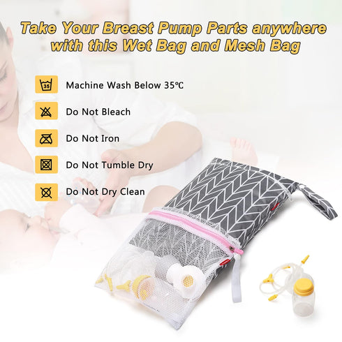 Damero Gray Arrow Breast Pump Parts Bag - Waterproof & Convenient