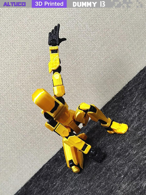 Pre Assembled Gold T13 Action Figure with Multiple Accessories, 3D Printed Multi-Jointed Titan 13 Decorative Toy