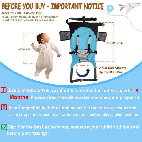 1-8 Baby Airplane Bed, Baby Travel Essentials for Flying, Portable Plane Seat Foot Rest Extender Must Haves for Infants