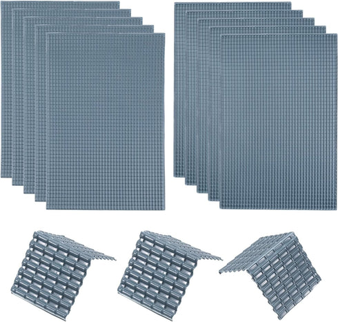 MECCANIXITY Miniature Roof Tiles PVC Model Building Set for Dolls Houses, Garden Sand Table 29.5x19.5cm/1.16x0.76 Dark