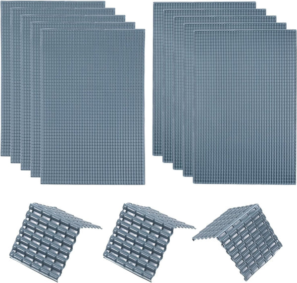 MECCANIXITY Miniature Roof Tiles PVC Model Building Set for Dolls Houses, Garden Sand Table 29.5x19.5cm/1.16x0.76 Dark