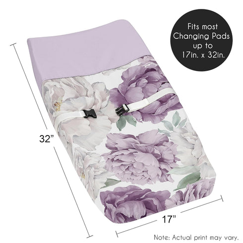 Sweet Jojo Designs Lavender Purple Boho Floral Baby Changing Pad Cover - Infant Diaper Table Change Mat Sheet