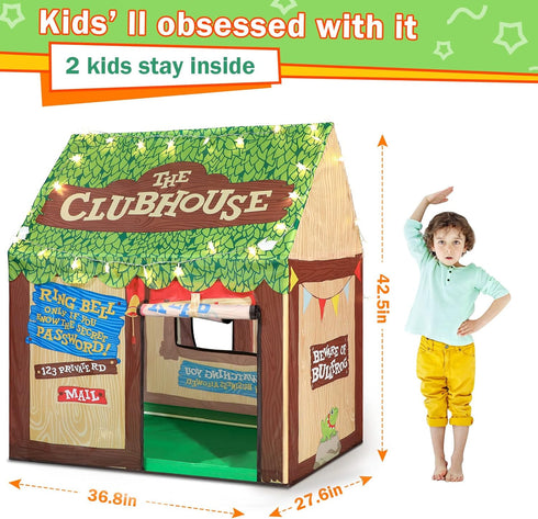 Indoor Kids Play Tents for Toddlers - Cute Boys Girls Playhouse Tent with Star Lights for Christmas Birthday