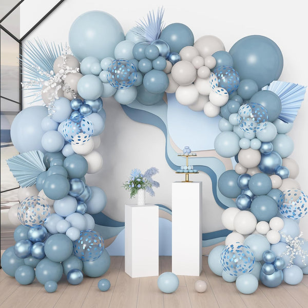 Amandir 173Pcs Dusty Blue Balloon Arch Garland Kit, Baby Light Dusty Blue
