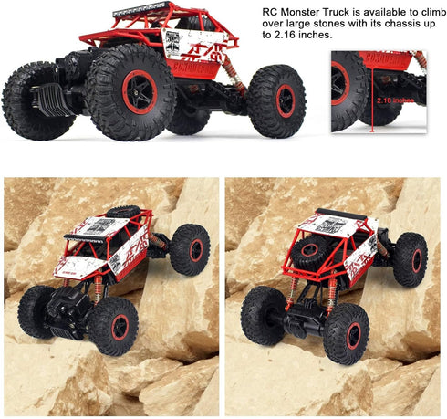 1:18 2.4Ghz 4WD 2 Cheerwing Rock Crawler Remote Control Car Off Road RC Monster Truck Battery(Red)