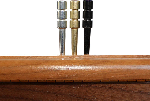 WE Games King-Sized Ultimate Cribbage Pegs, Set of 6 (2 Brass, 2 Silver, 2 Black)