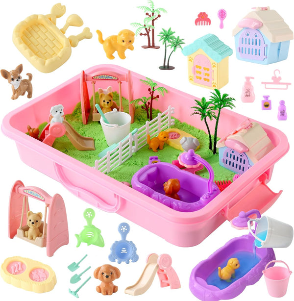 sikmcle 36 PCS Pet Sensory Bin Moldable Sensory Sand Kit and Sandbox with