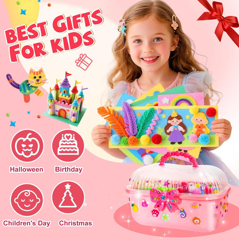 VERYHDSN Kids-3000+ 4 5 6 7 8 9 10 11 12, 25+Types Set, Arts and Crafts Supplies for Pcs DIY Arts & Craft Kit for Boys