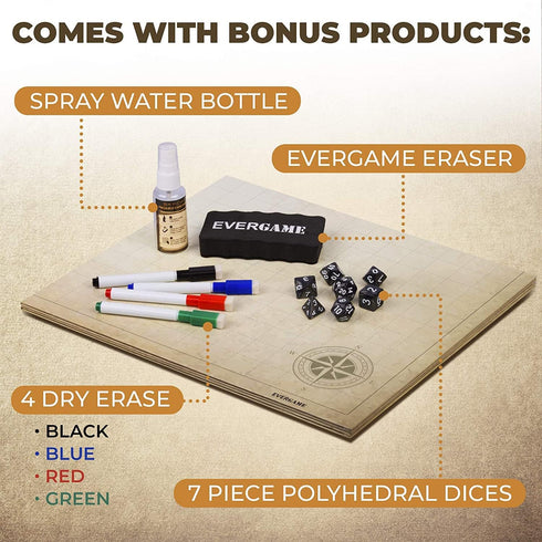 Dungeons & Dragons Game Mat (23x27): Ultimate DND Board Game Battle Map with Dice Set