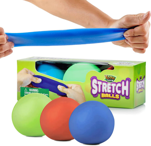 YoYa Toys Pull, Stretch, Squeeze Stress Balls, 3 Elastic Sensory Balls for Stress Relief, Ideal for Kids and Adults