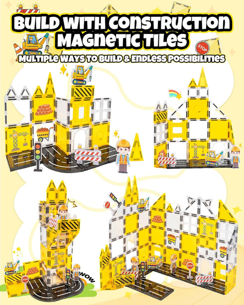LADFAR Blocks,37pcs Magnetic Tiles for Kids, Construction Magnetic Building STEM Educational Magnet Toys, Ideal Gift