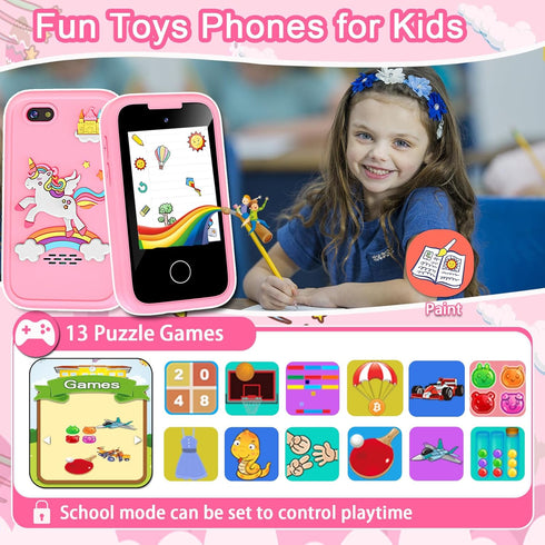 3 4 5 6 7 8 9 8GB Kids Phone for Girls Toys, Gifts for Year Old Girls Boys Christmas Birthday Kids Toys, Touchscreen