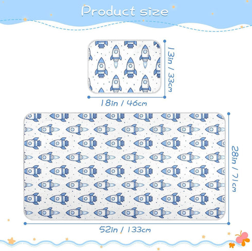 EtherSpher 28" 52" Blue Missiles Cooling Baby Crib Mattress x Absorbent Crib Bumper Pads for Baby&Toddler
