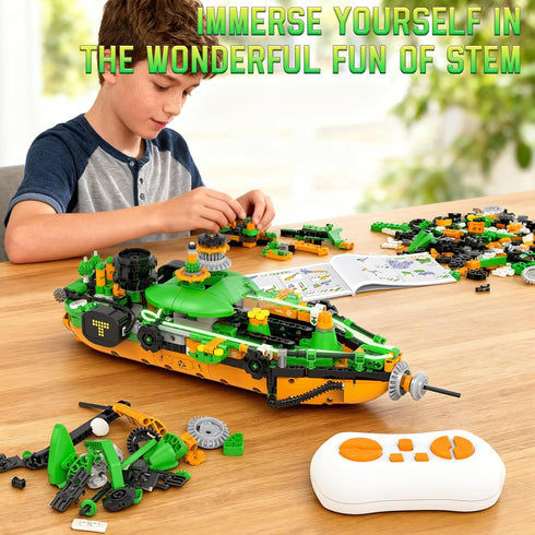 QHECTTY 6-14, 5in1 732 Sets Sets STEM Robot Building Kits for Kids Remote & APP Controlled STEM Tractor/Frog/Robot