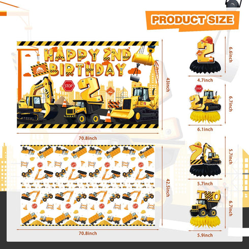 2 128Pcs 2nd Mpanwen Construction Party Decorations for Year Old Boy, Truck Construction Birthday Party Supplies