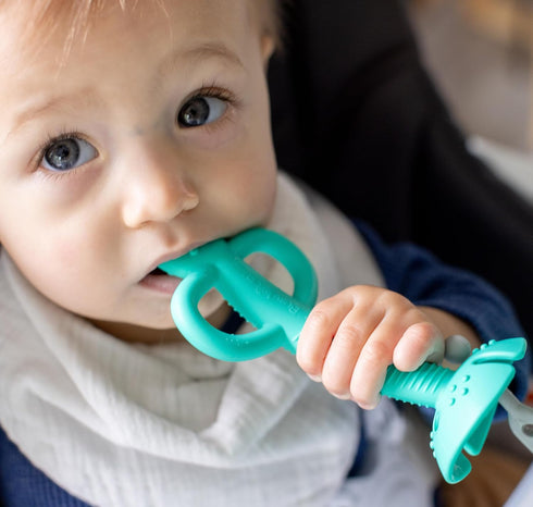 2-in-1 Busy Baby Teething Spoon - Teether and Training Spoon for Self Feeding, Dishwasher Safe, BPA Free, Food Grade