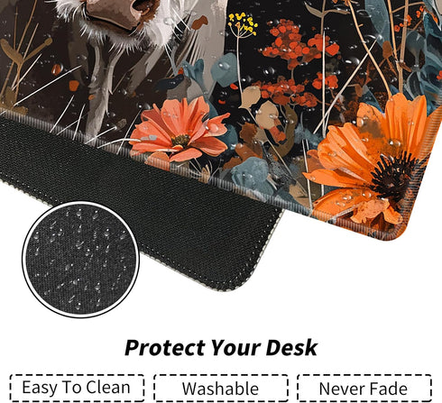 Cow and Flower MTG & TCG Playmat Mouse Pad, 24" x 14" Game Mat for Trading Card Games and Video Games