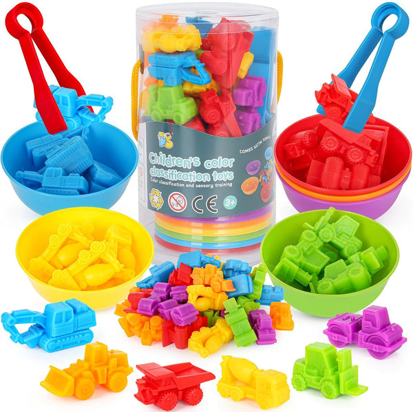 Counting Construction Vehicles Color Sorting Matching Games for Toddlers 3-5, Preschool Educational