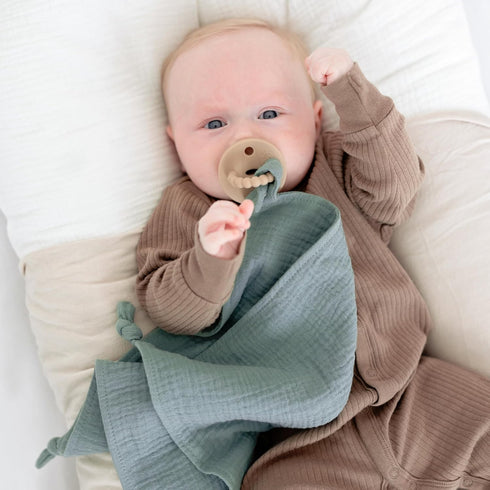 Ryan & Rose Cutie Lovey - Soft 100% Organic Cotton Muslin Loveys with Attachable Snap Closure for Newborns (Knot
