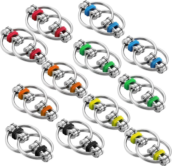 Gejoy 12 Pcs Bike Chain Fidget Toys Set Flippy Roller Chain Sensory Rings