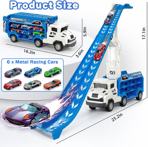 3, 4, 5, 6 25 2 6 BainGesk Truck Car Toys for Years Old Boys Girls, in Race Track Truck Toys, Foldable Layer Carrier
