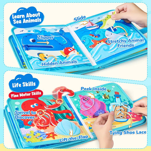 1-3 1 2 3 JoyCat Ocean Busy Book for Toddlers - Travel Toy Activity Book for Year Old Boys Girls, Educational Travel