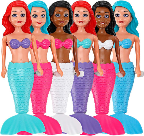 Mermaid Bath Toys for Toddlers Kids Girls - Princess Wind Up Tail Flap Floating Water Bathtub Toys, 6 Pack for Swimming