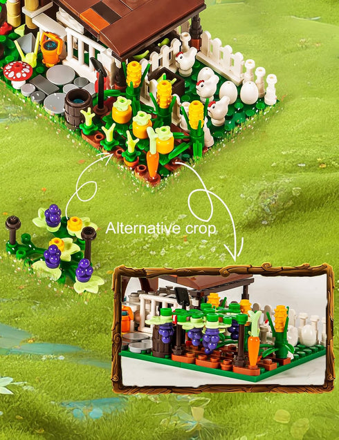 Set (610Pieces) SEMKY City Series Farm House Building Blocks with LED Lights, Creative Farm House Model Gifts for Kid