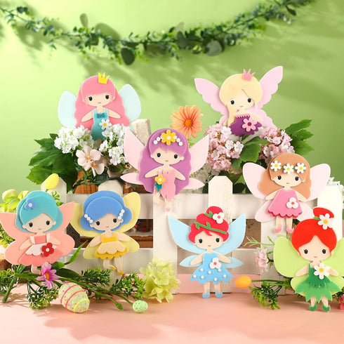 24 3D Geetery Pcs DIY Fairy Art Crafts Kit Creative Make Your Own Fairy Felt Sticker Puzzle for Kids Toddler Girls