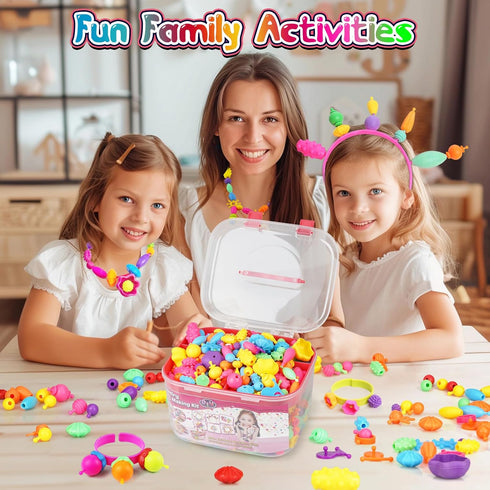 FUNZBO 520+ Snap Pop Beads Jewelry Making Kit, Arts and Crafts Supplies, Toys for Girls, Kids Crafts
