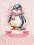 Novusopt Baby Blanket Custom Penguin Blanket for Kids Personalized Baby Blanket Pink Throw