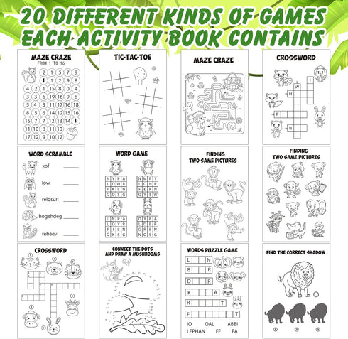 36 Set Sinmoe Pcs Safari Animals Mini Activity Books for Kids Coloring Drawing Books with Lion Tiger Giraffe Patterns