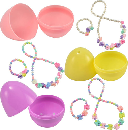 12 Pack Set JOYIN Prefilled Easter Eggs with Jewelry Toys, Different Designs of Necklaces and Bracelets Girls Jewelry