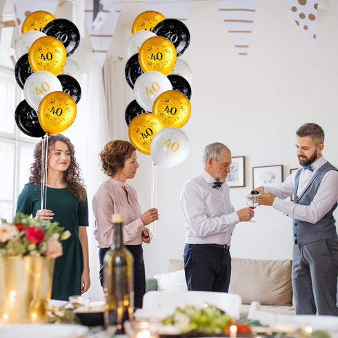 Blulu 40th Birthday Balloons for Men - 45 Pcs Black Gold White Happy 40th Birthday Decorations for Women 40 Years Old
