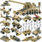 WW2 Army Building Blocks Toys Set, Create German Dora Heavy Cannon Model or 16 Small Military Vehicles for Boys 6+