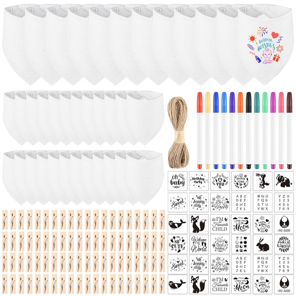 NACHLYNN 165 Pcs White Baby Bibs Baby Shower Games Set Including 36