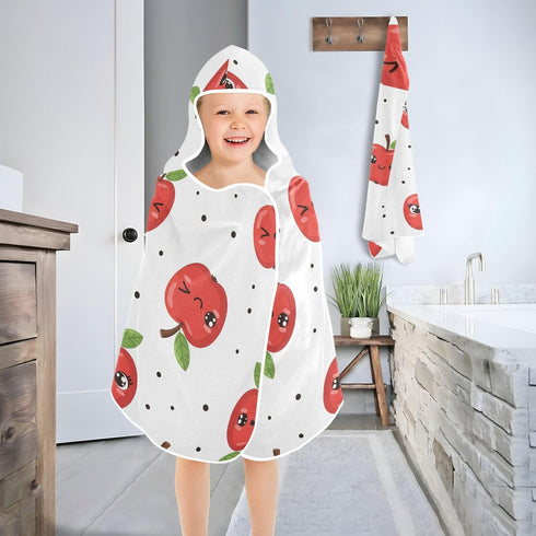 Takiito Cute Apples Hooded Baby Towel for Newborn Infant, Soft & Absorbent Bath Towel Essentials, Machine Washable