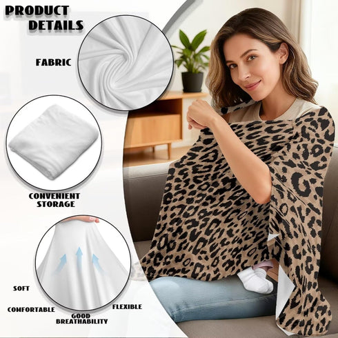 Pzuqiu Leopard Print Nursing Cover for Breastfeeding Soft Stretchy Breathable Car Seat Covers for Mom Mother Stroller