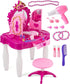 PREXTEX Kids Makeup Table with Mirror and Chair, Princess Play Set with Light and Musical Sound Effects