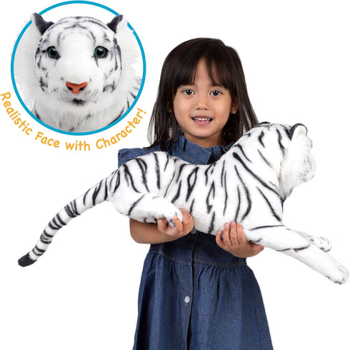 17 Inch TigerHart Saphed The White Tiger - Squeeze Me! - Stuffed Animal Plush