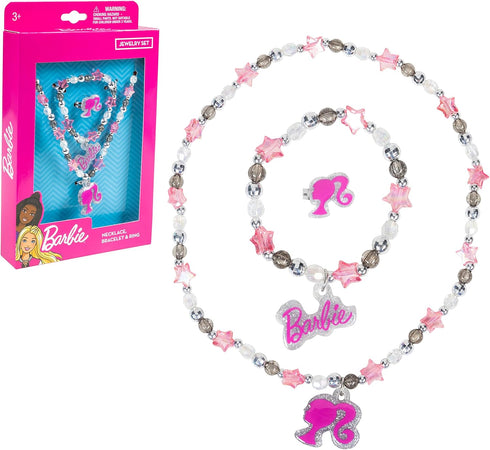 LUV HER Girls Jewelry Set - 3 Piece Toy Jewelry Box Set with Bead Necklace, Bracelet, and Ring - Play Accessories for