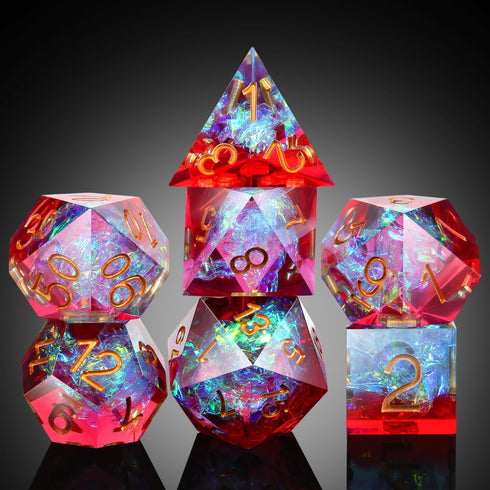 Shiny D&D Dice - Handmade Double Layers Sharp Edge Die with Gift Case for Dungeons and Dragons