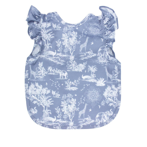 6m-3T BapronBaby Flutter Savanna Blue Bapron - No Neck Tie Safer Bib for Baby & Toddler - Soft Waterproof Stain