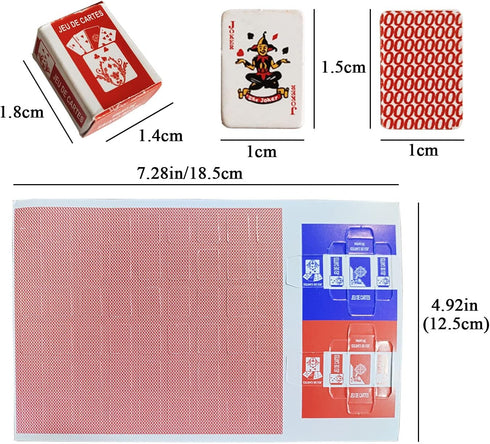 Mini Playing Cards Pack of 10 Decks Poker Cards Finger Poker Miniature Poker Set Mini Poker Cards Travel Game Poker Cards Great Novelty Gift for Boys Girls Adult Party Decoration Idea(0.5x1cm)