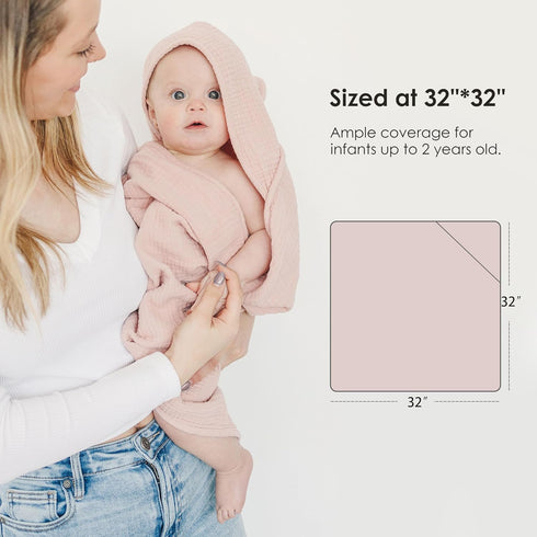 100% 32 32 Inches MairMore Hooded Baby Bath Towels, Muslin Cotton Baby Girl Towels with Hood for Neutral Newborn